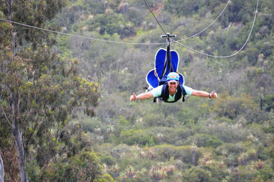 Adrenalin Addo Adventure Park: Superman Zipline - Crossing the river and walking to the tower