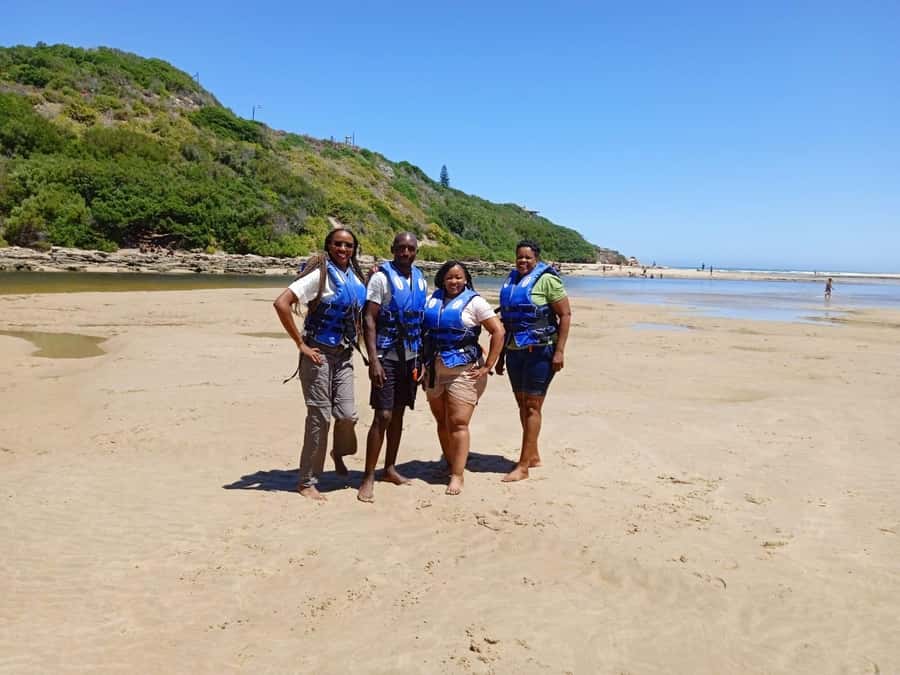 CANOEING IN SEDGEFIELD AT OYSTERS EDGE, GARDEN ROUTE - Paddling toward the beach