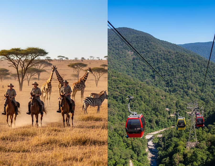 From Johannesburg: Horse-Riding Safari and Cable Car Tour - Key points at a glance