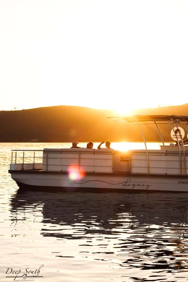Knysna: Wine & Oyster Luxury Lounger Sunset Cruise - A gentle start from Thesen Island